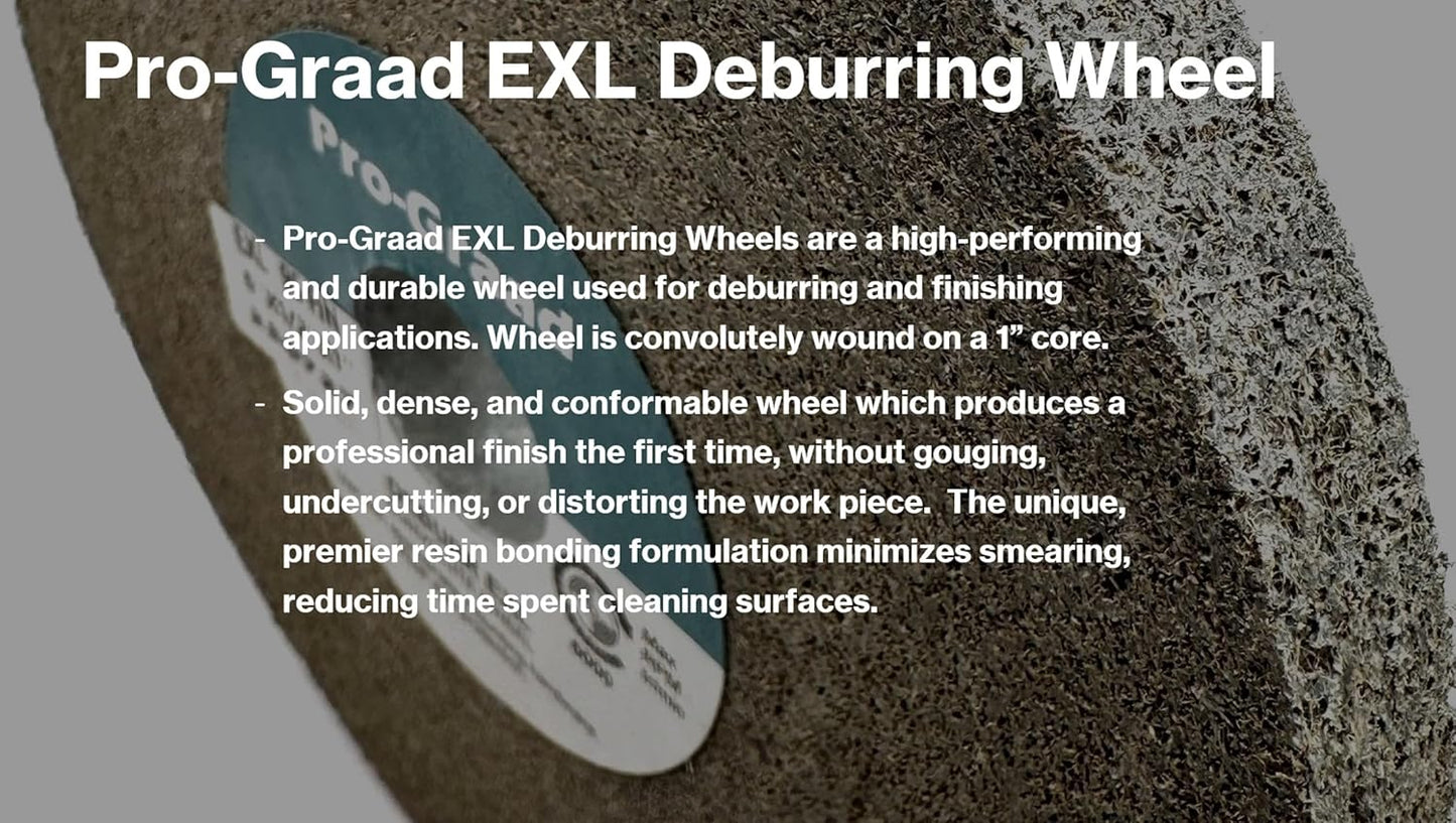 Pro-Graad EXL Deburring Wheel - 6" x 3/8" x 1" 9S Fine Grit - Silicon Carbide - Metal Deburring, Finishing and Polishing Wheel - Convolute - 92873 - (1 Pack)