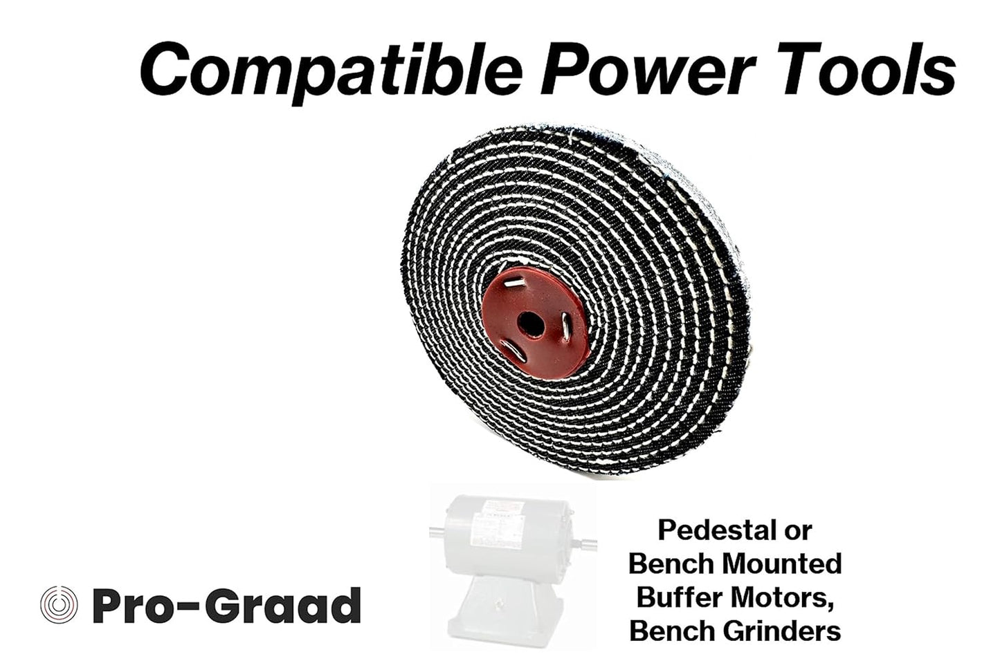 Pro-Graad 1 Pack 6” Denim Buffing Wheel 6 inch x 1/2 inch Arbor Hole Extra Thick Denim Spiral Sewn Buff for Bench Grinder & Buffers, 2X Durability – Pack of 1