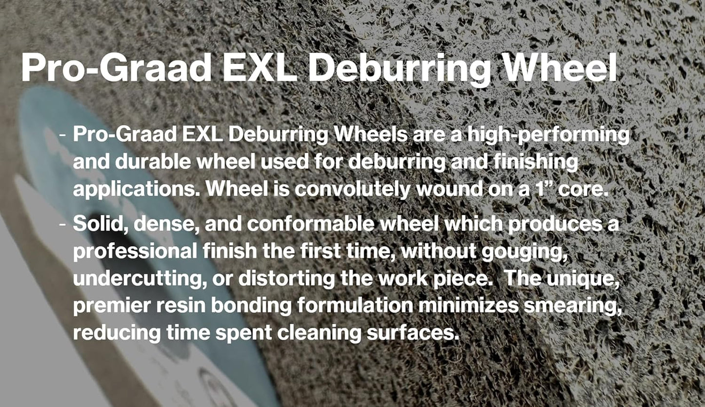 Pro-Graad EXL Deburring Wheel - 6" x 1/2" x 1" 8S Fine - Silicon Carbide - Metal Deburring, Finishing and Polishing Wheel - Convolute - 1 Pack
