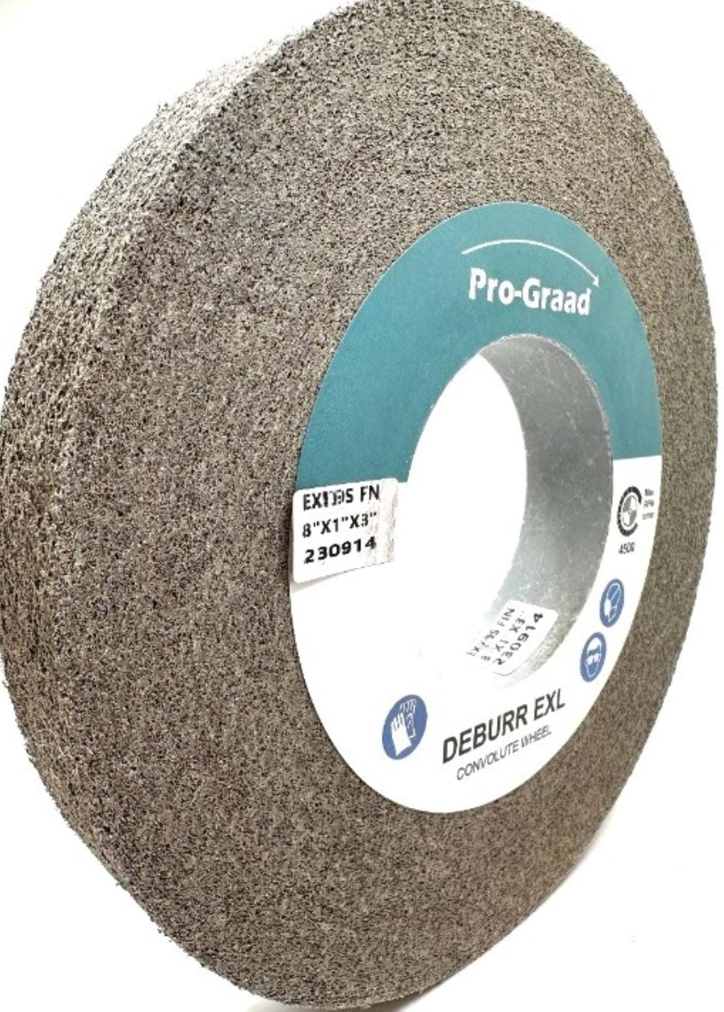 Pro-Graad EXT Deburring Wheel 8" x 1" x 3" 9S Fine Grit - Silicon Carbide - Metal Deburring, Finishing and Polishing Wheel – Excels on Titanium, Stainless & Tough Alloys - Convolute - (1 Pack)