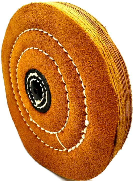 Pro-Graad 1 Pack 5” x Pin Hole 18 Ply Chamois Leather Buffing Polishing Wheel - Leather Center, Long Lasting, Ideal for Final Finish on Gold, Silver, Soft Metals with Rouge for Mirror Finish