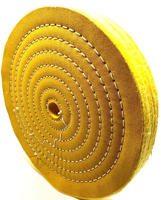 Pro-Graad 1 Pack Extra Thick Buffing Polishing Wheel 8 inch Yellow Treated Cotton Medium, 70 Ply – 1” Thick with 5/8 inch Arbor Hole for Bench Grinder – Ideal for Middle Step Buffing – Pack of 1
