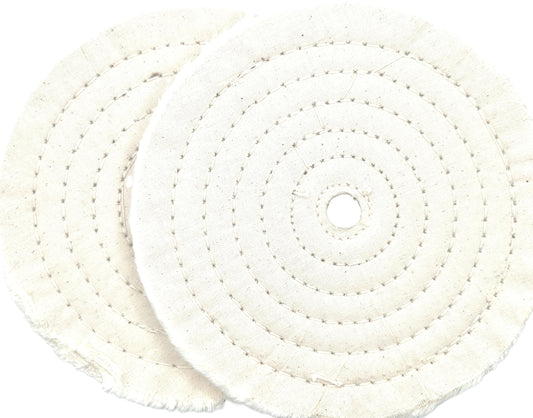 Pro-Graad 2 Pack 8” x 5/8” Arbor x 40 Ply Buffing Polishing Wheel - White Fine Muslin Cotton | Designed for Bench Motor Grinder or Buffer | Pack of 2