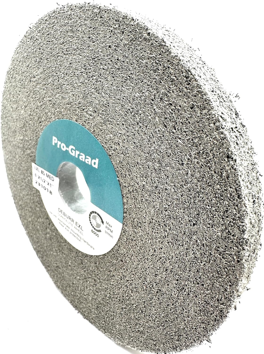 Pro-Graad EXL Deburring Wheel - 6" x 1/2" x 1" 8S Medium - Silicon Carbide - Metal Deburring, Finishing and Polishing Wheel - Convolute - 1 Pack