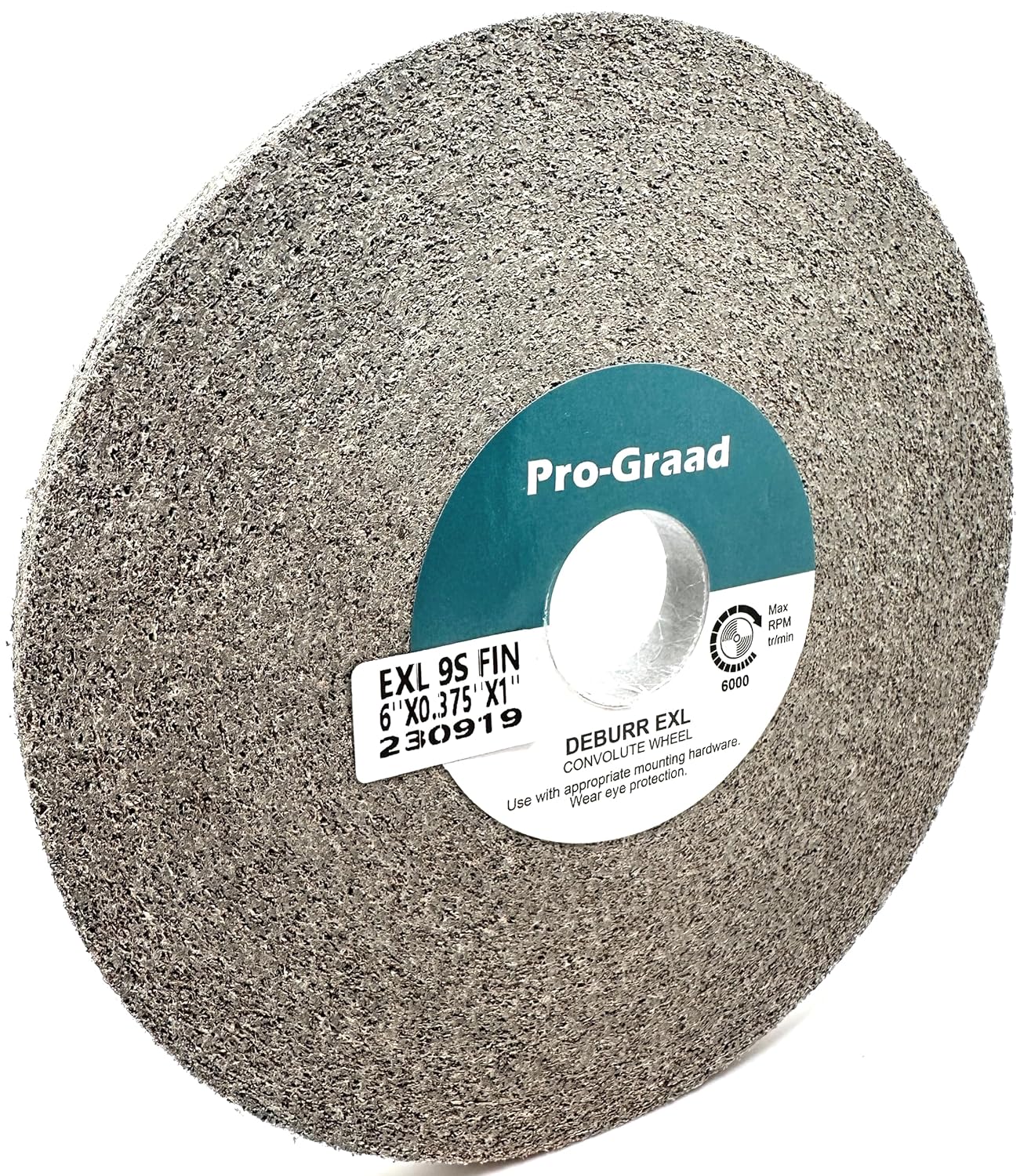 Pro-Graad EXL Deburring Wheel - 6" x 3/8" x 1" 9S Fine Grit - Silicon Carbide - Metal Deburring, Finishing and Polishing Wheel - Convolute - 92873 - (1 Pack)