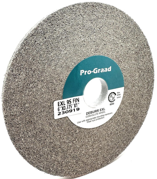 Pro-Graad EXL Deburring Wheel - 6" x 3/8" x 1" 9S Fine Grit - Silicon Carbide - Metal Deburring, Finishing and Polishing Wheel - Convolute - 92873 - (1 Pack)