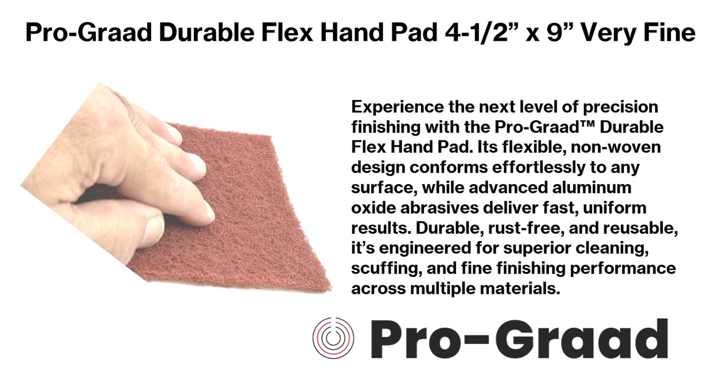 Pro-Graad Durable Flex Hand Pad 4-1/2” x 9” – Very Fine Aluminum Oxide Non-Woven Abrasive, Flexible Surface Conditioning Pad for Cleaning, Finishing & Scuffing – Reusable, Rust-Free – 64659 – 25 Pack