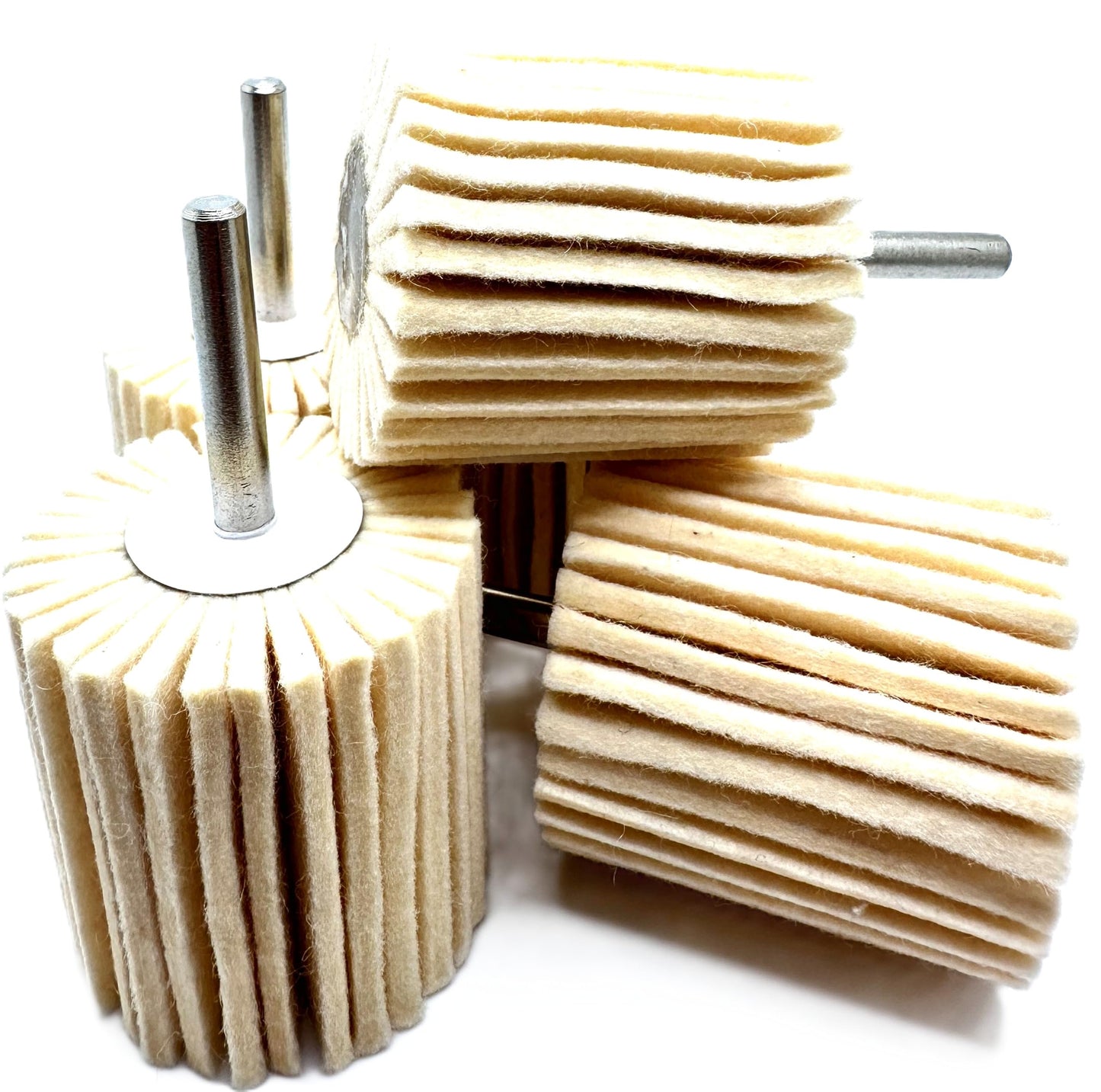 Pro-Graad 5 Pack 2-1/2" X 2-1/2" Felt Flap Wheel with 1/4" Shank Mounted, Perfect for Surface Finishing, Polishing, Buffing Plastics, Stone, Glass, Steel, Stainless, Aluminum and More, Pack of 5