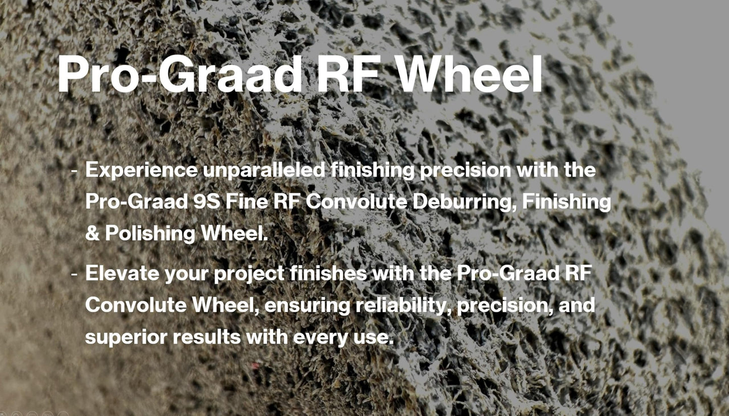 Pro-Graad 1 Pack 6” x 3/8” x 1” 9S Fine Series 1000 RF Long Life Convolute Deburring, Finishing & Polishing Wheel, Includes Adapter for use on 3/4 5/8 1/2 inch Shaft Sizes, Pack of 1