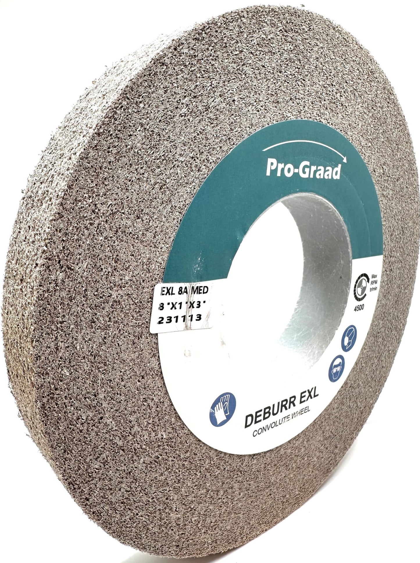 EXL Deburring Wheel - 8" x 1" x 3" 8A Medium Grit - Aluminum Oxide - Metal Deburring, Finishing and Polishing Wheel - Convolute - 13619 - (1 Pack)
