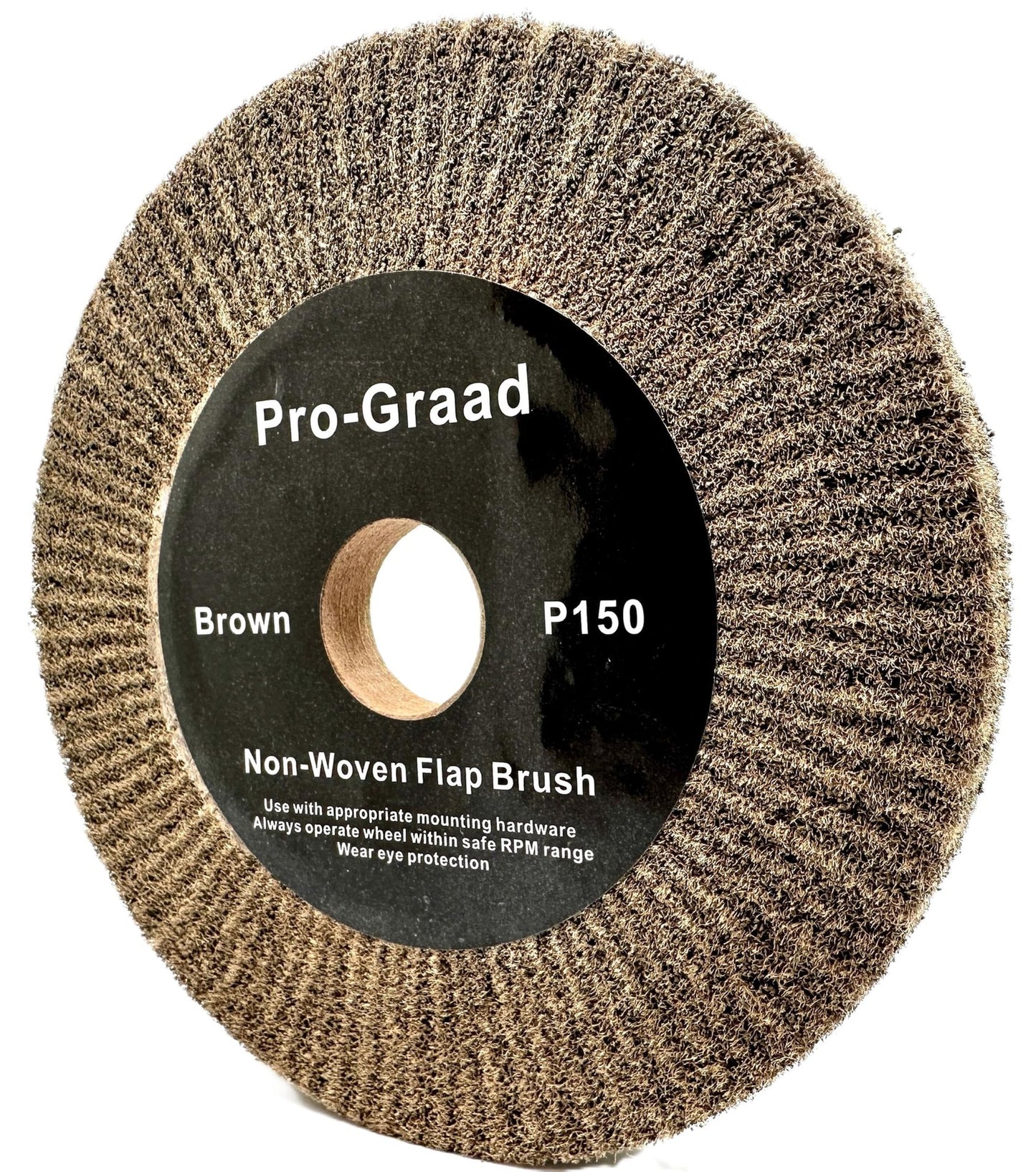 6” x 1/2” Brown P150 Cut & Polish Non-Woven Bench Grinder Polishing Burnishing Satin Finishing Flap Brush Wheel, Aluminum Copper Metal Golf Club Refurb, Compatible for 1/2”, 5/8”, 3/4" Arbor