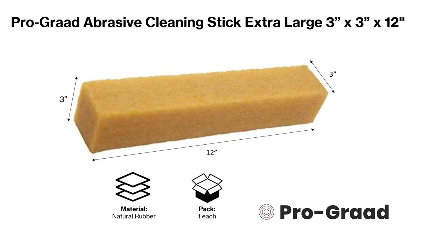 Extra Large Abrasive Cleaning Stick 3” x 3” x 12” made from natural rubber, Perfect for cleaning sanding belts, discs, skateboard Grip & woodworking sandpaper.  Ideal for belt sanders & drum sanders
