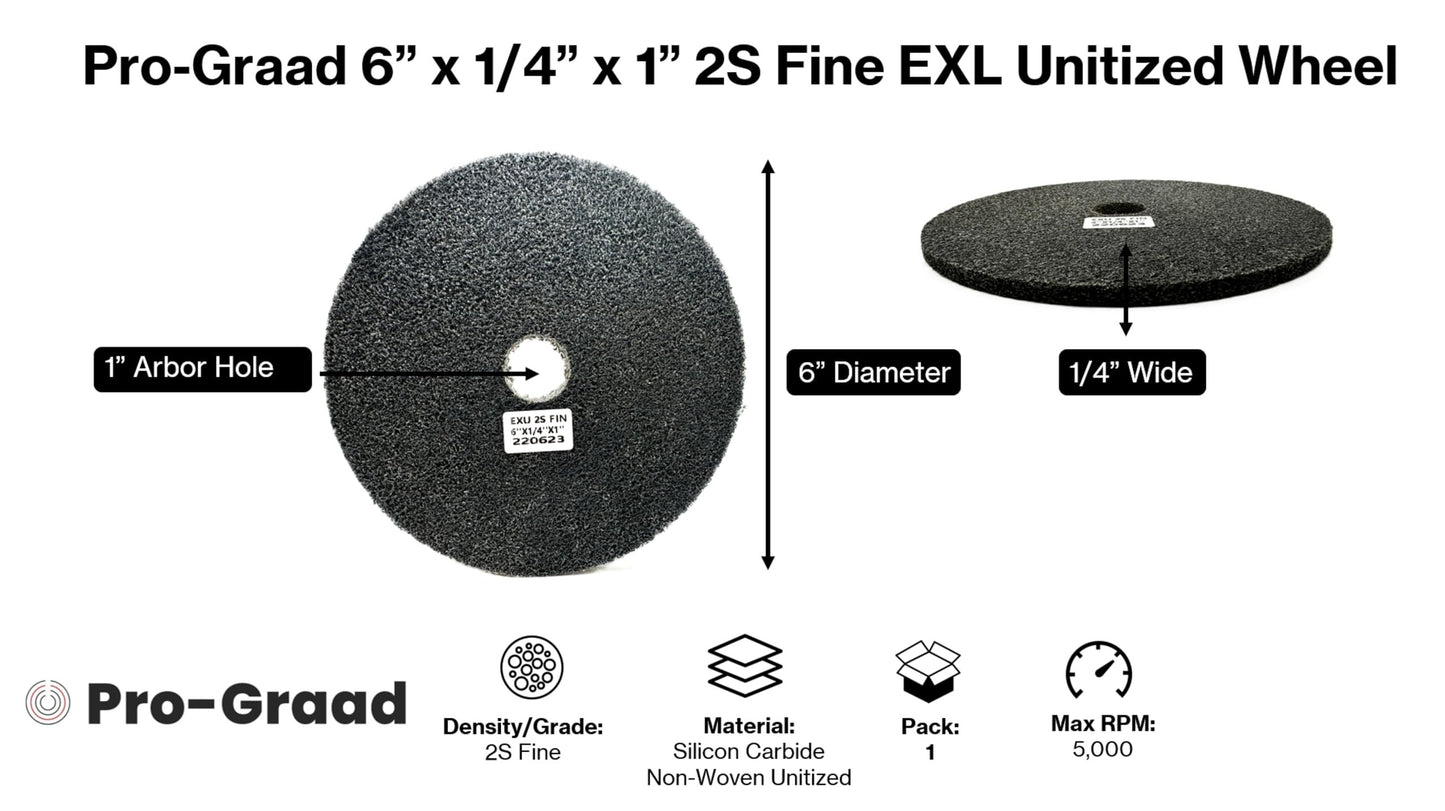 Pro-Graad EXL Unitized Wheel, Silicon Carbide, 6" Diameter x 1/4" Wide x 1" Arbor, 2S Fine | 18597 | (Pack of 1)