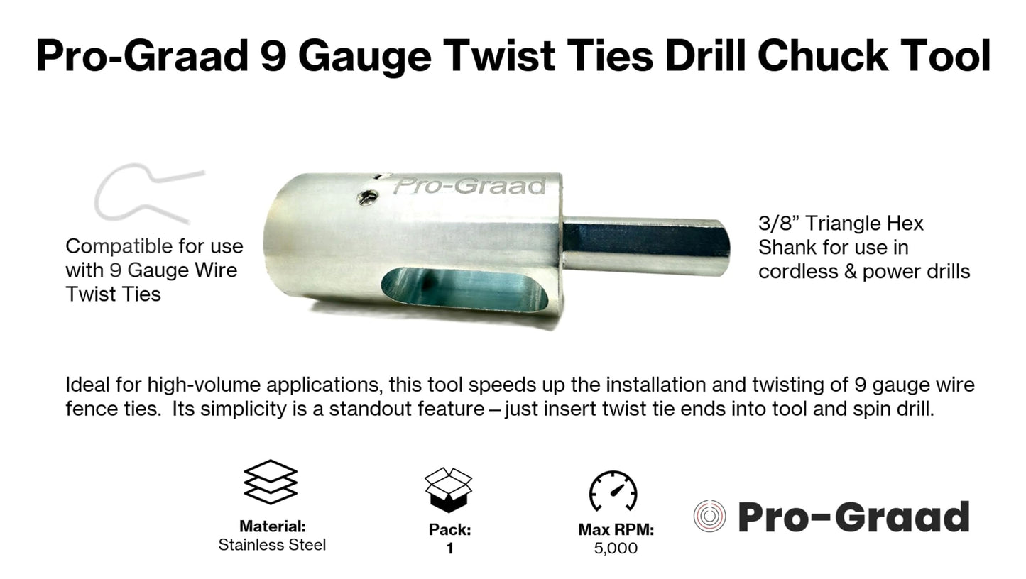 Pro-Graad Fence Twist Ties Tool for 9 Gauge, Drill Chuck,High-tensile Wire Easy Fencing Twisting Tool, Twisted Fence Tool for Fixing Chain Link Fence and Loop Fences, Wire Ties Tool