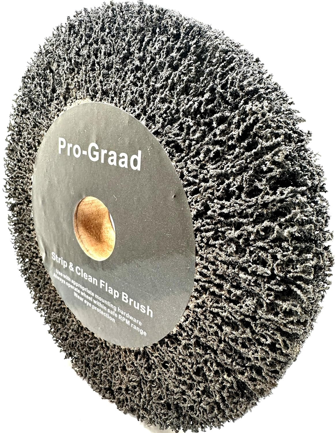 Pro-Graad 8” x 1” Black 40 Grit Extra Coarse Non-Woven Bench Grinder Strip & Clean Flap Brush Wheel, Metal Graining, Stripping, Rust & Paint Removal, Compatible for 1/2”, 5/8”, 3/4", 1", 1-1/4" Arbor