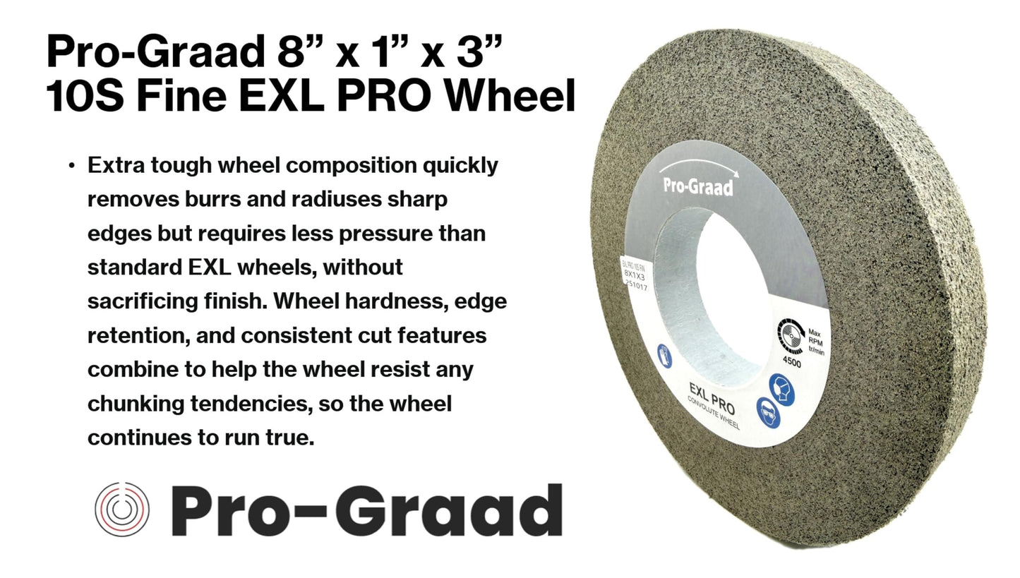 Pro-Graad 8” x 1” x 3” 10S Fine EXL PRO Convolute Deburring Polishing Wheel -  Silicon Carbide - Professional Grade - Metal Deburring, Finishing and Polishing Wheel – 94918 - 1 Pack