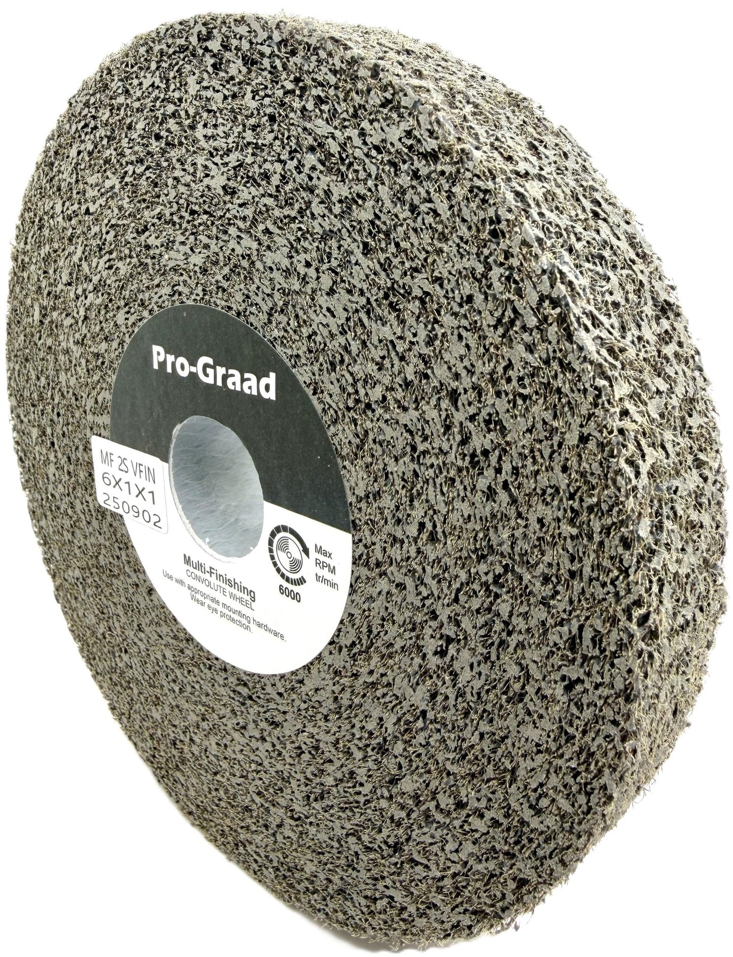 Pro-Graad Multi-Finishing Wheel – 6” x 1” x 1” 2S Very Fine Grit Silicon Carbide - Stainless Steel Finishing Convolute Wheel  – for #4 - #5 Finish - 1 Pack