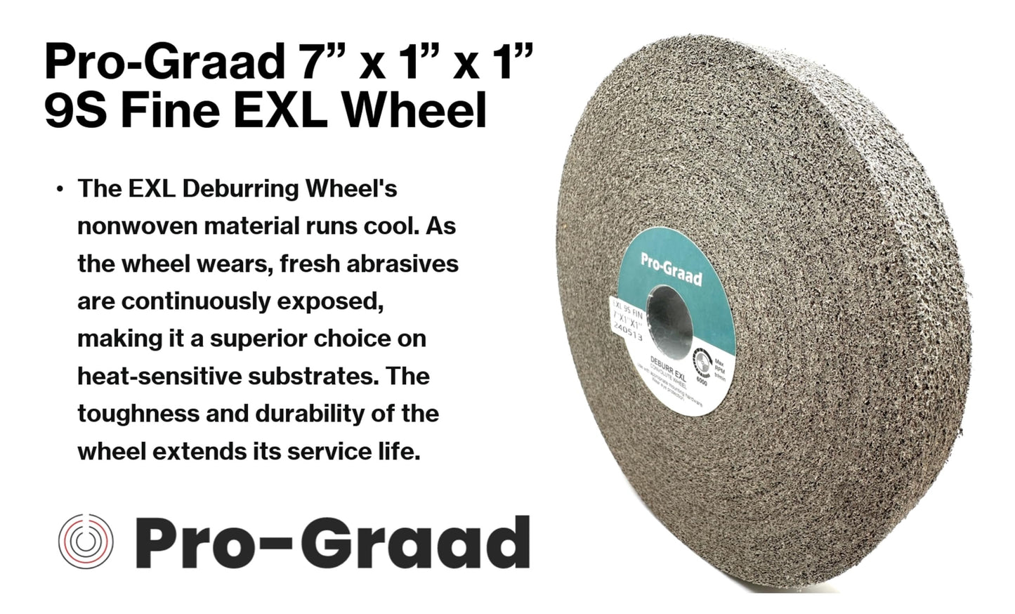 Pro-Graad EXL Deburring Wheel - 7" x 1" x 1" 9S Fine Grit - Silicon Carbide - Metal Deburring, Finishing and Polishing Wheel - Convolute - (1 Pack)