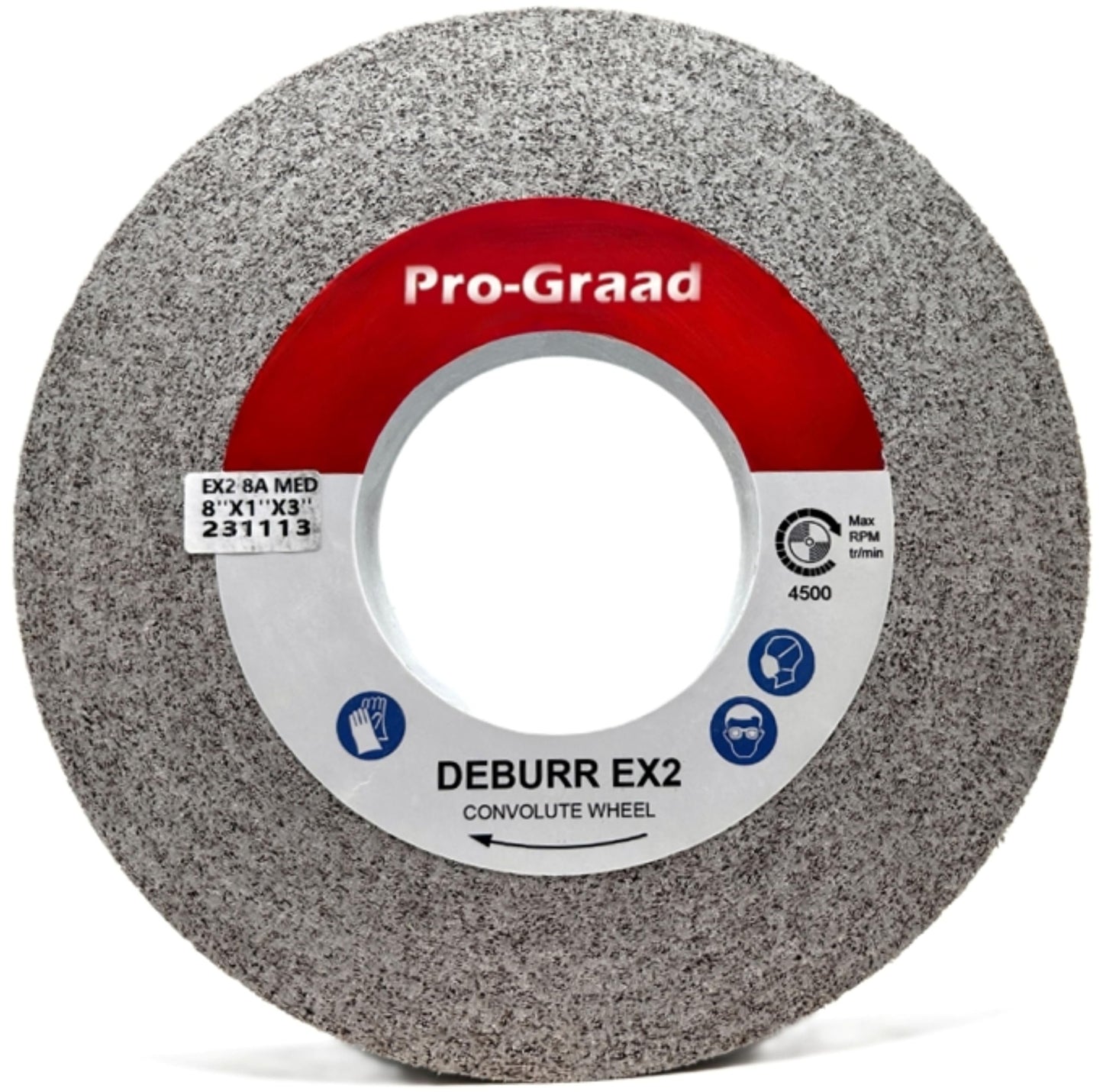 Pro-Graad EX2 Convolute Deburring Polishing Wheel - 8" x 1" x 3" 8A Medium Grit Aluminum Oxide - Extra Durable - Metal Deburring, Finishing and Polishing Wheel - Convolute - 17219 - (1 Pack)