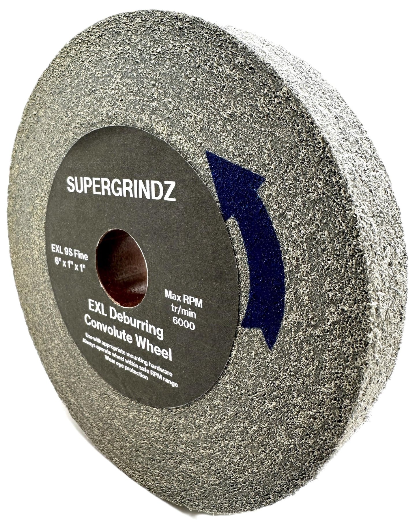 SuperGrindz EXL Deburring Wheel - 6" x 1" x 1" 9S Fine Grit - Silicon Carbide - Metal Deburring, Finishing and Polishing Wheel - Convolute - (1 Pack)
