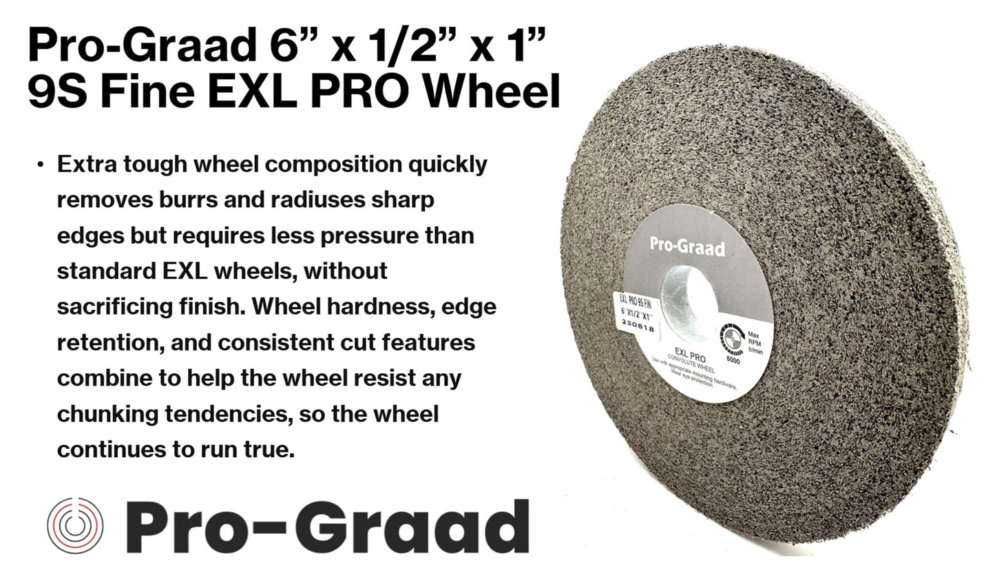 Pro-Graad EXL PRO Convolute Deburring Polishing Wheel - 6" x 1/2" x 1" 9S Fine Silicon Carbide - Professional Grade - Metal Deburring, Finishing and Polishing Wheel - 94904 - 1 Pack