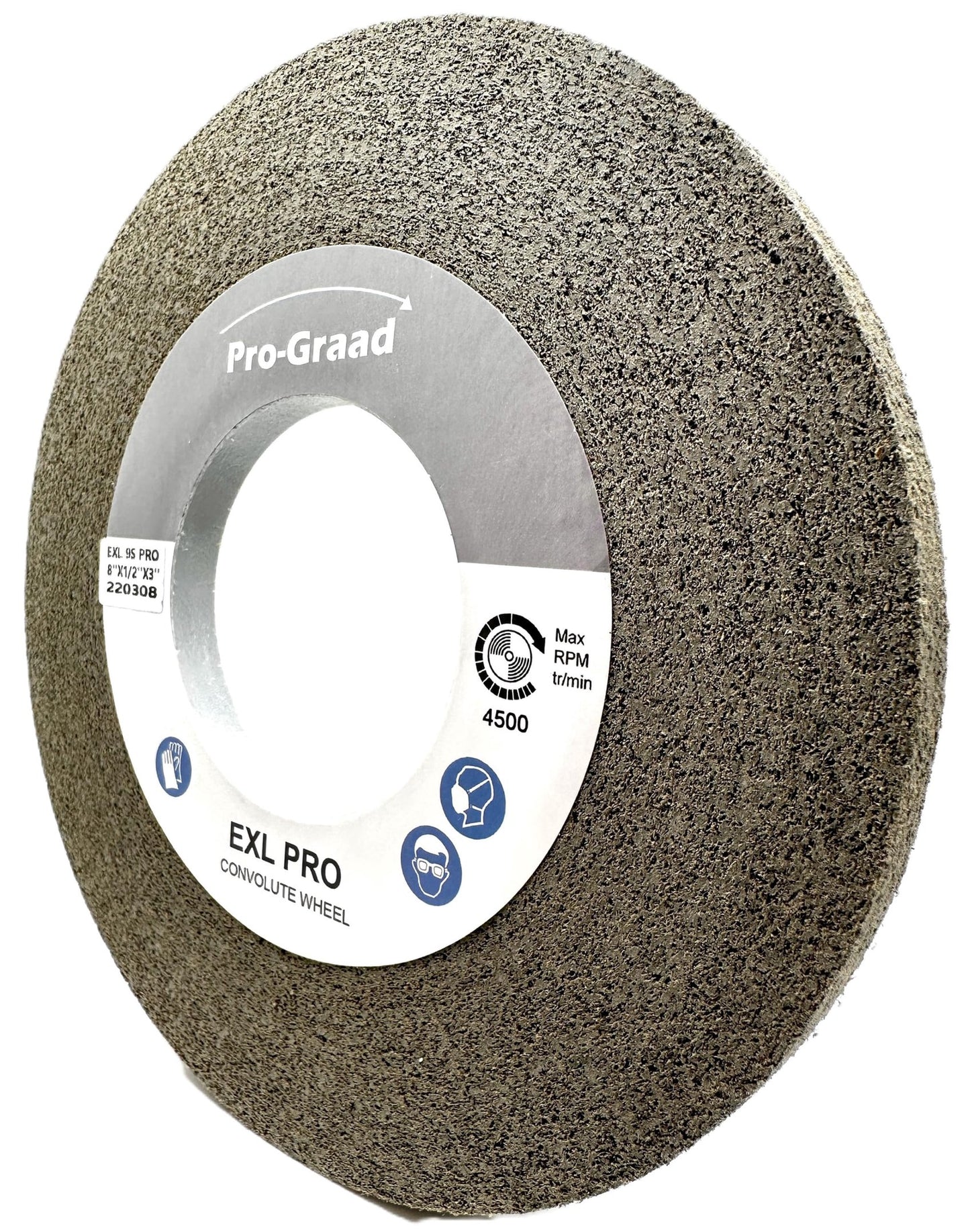 Pro-Graad EXL PRO Convolute Deburring Polishing Wheel - 8" x 1/2" x 3" 9S Fine Silicon Carbide - Professional Grade - Metal Deburring, Finishing and Polishing Wheel – 94907 - 1 Pack