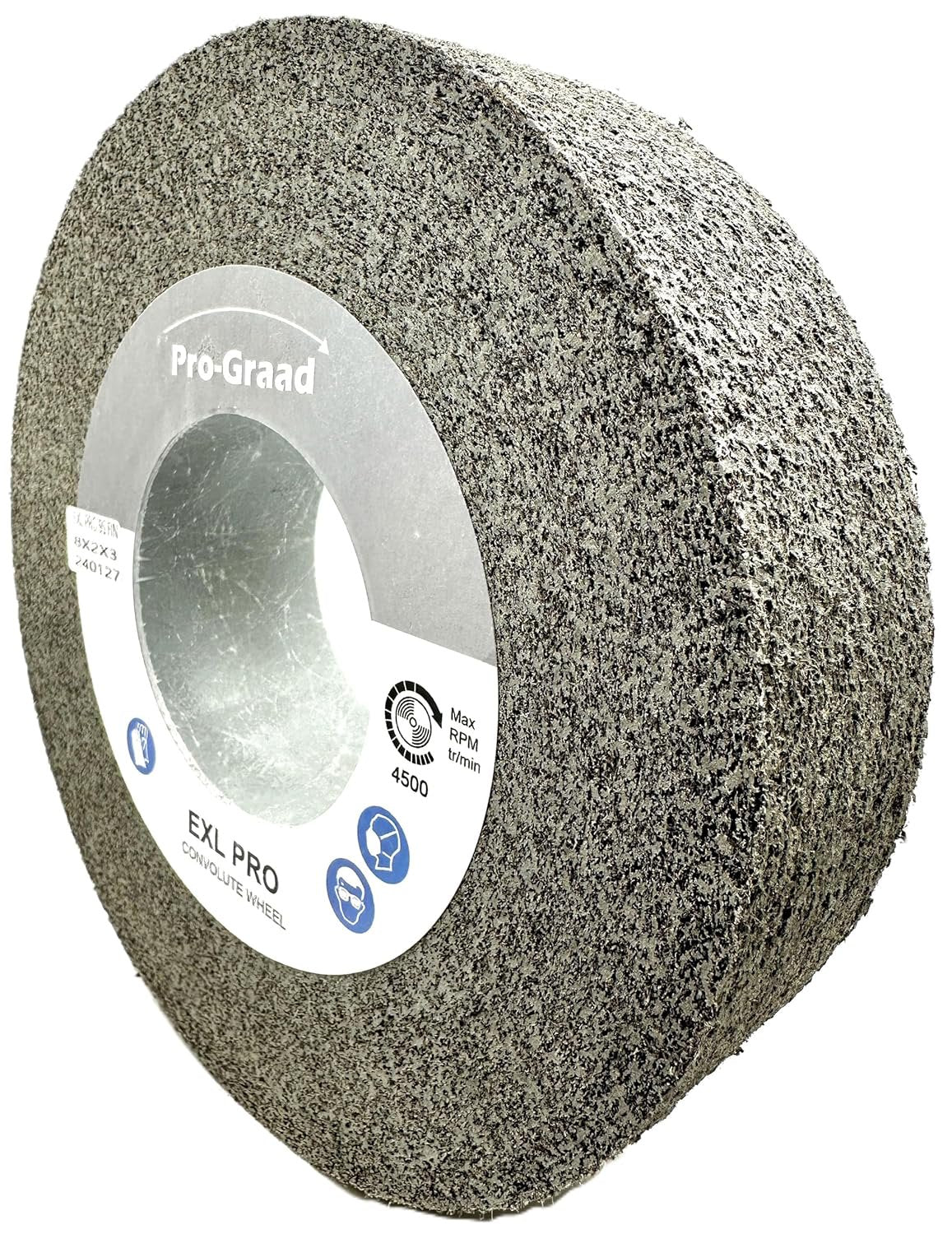 Pro-Graad EXL PRO Deburring & Polishing Wheel 8"x2"x3" 9S Fine Silicon Carbide | Professional Convolute Wheel for Metal Deburring, Finishing & Polishing – 94909 – 1 Pack
