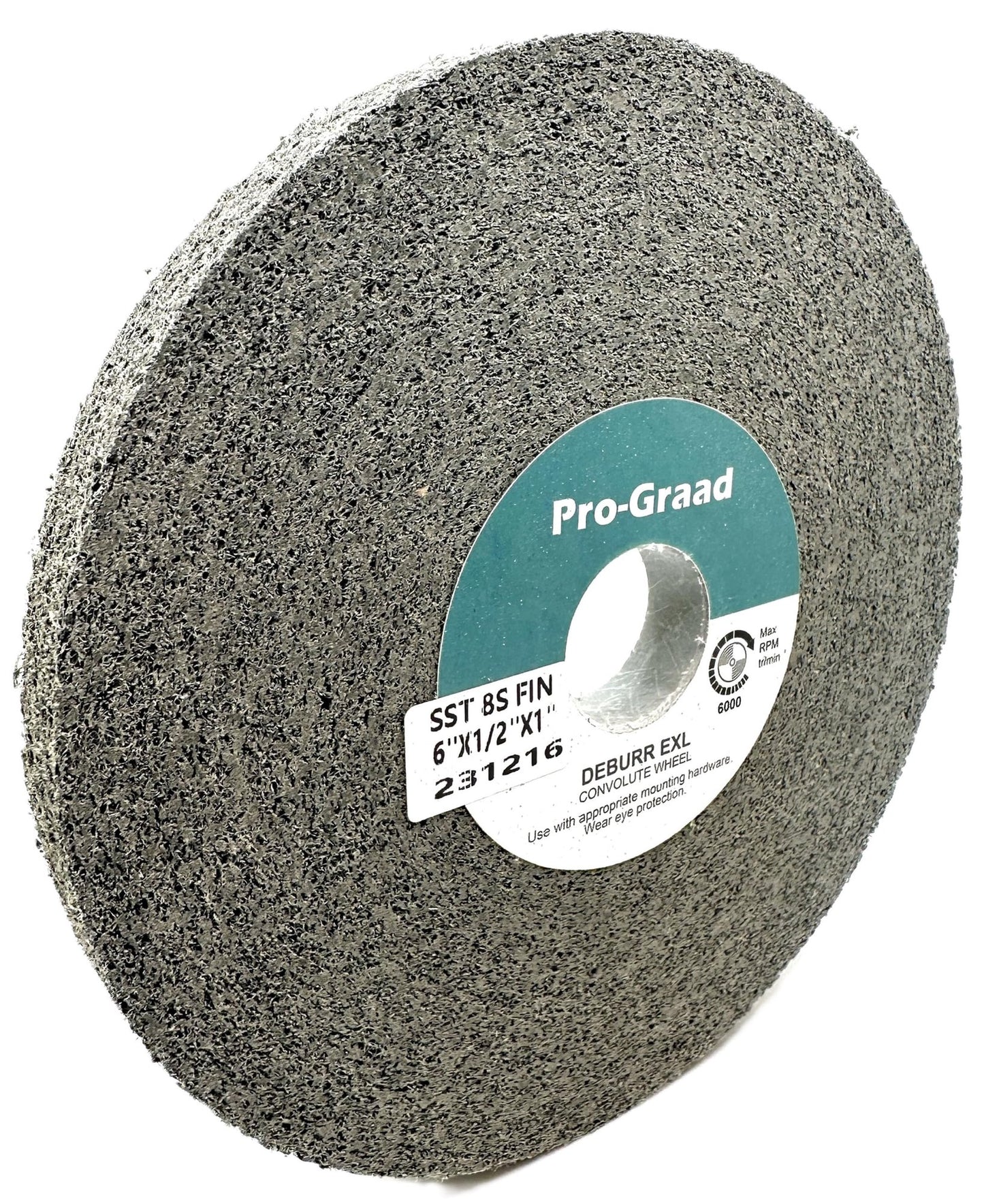 Pro-Graad SST Deburring Wheel - 6" x 1/2" x 1" 8S Fine Grit – Silicon Carbide – Excels on Titanium, Stainless & Tough Alloys, Deburring, Finishing and Polishing Wheel – Convolute – 01702 - (1 Pack)