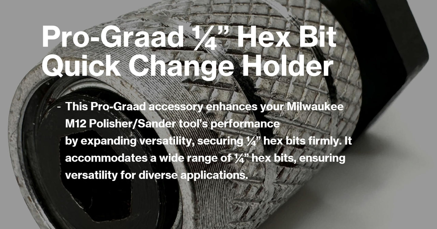 Pro-Graad 1/4” Hex Shank Converter, Quick Change Bit Holder Adapter for Milwaukee M12 Polisher Sander Tool, Upgrade Accessory M12 Polisher/Sander, Pack of 1
