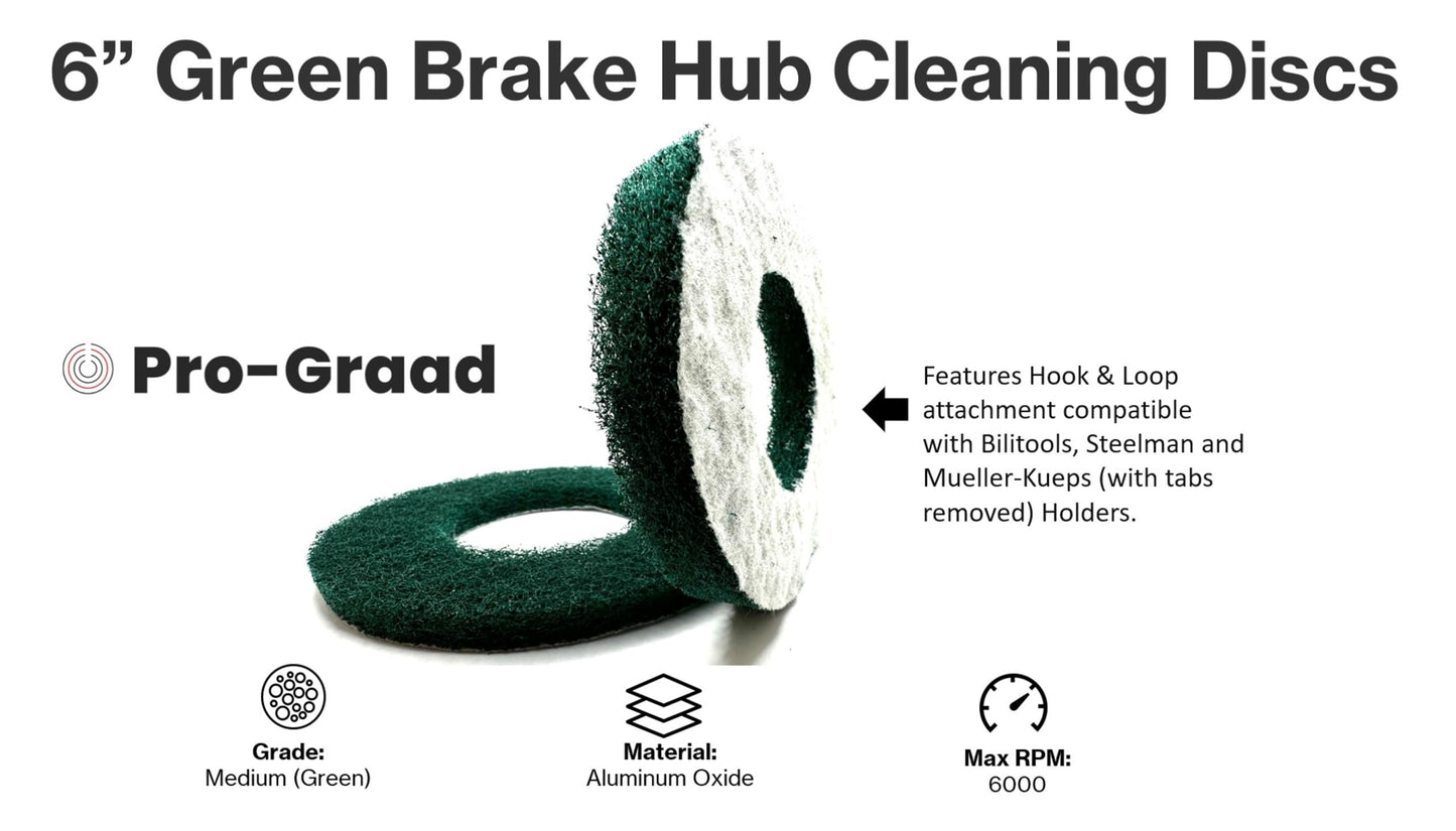 Pro-Graad 2 Pack 6” Replacement Pad for Hub Cleaning Tool, Hook & Loop Brake Wheel Hub Cleaning Disc, Ideal on Aluminum Surfaces, Compatible for Bilitools, Steelman, Hazet & Mueller-Kueps Holders