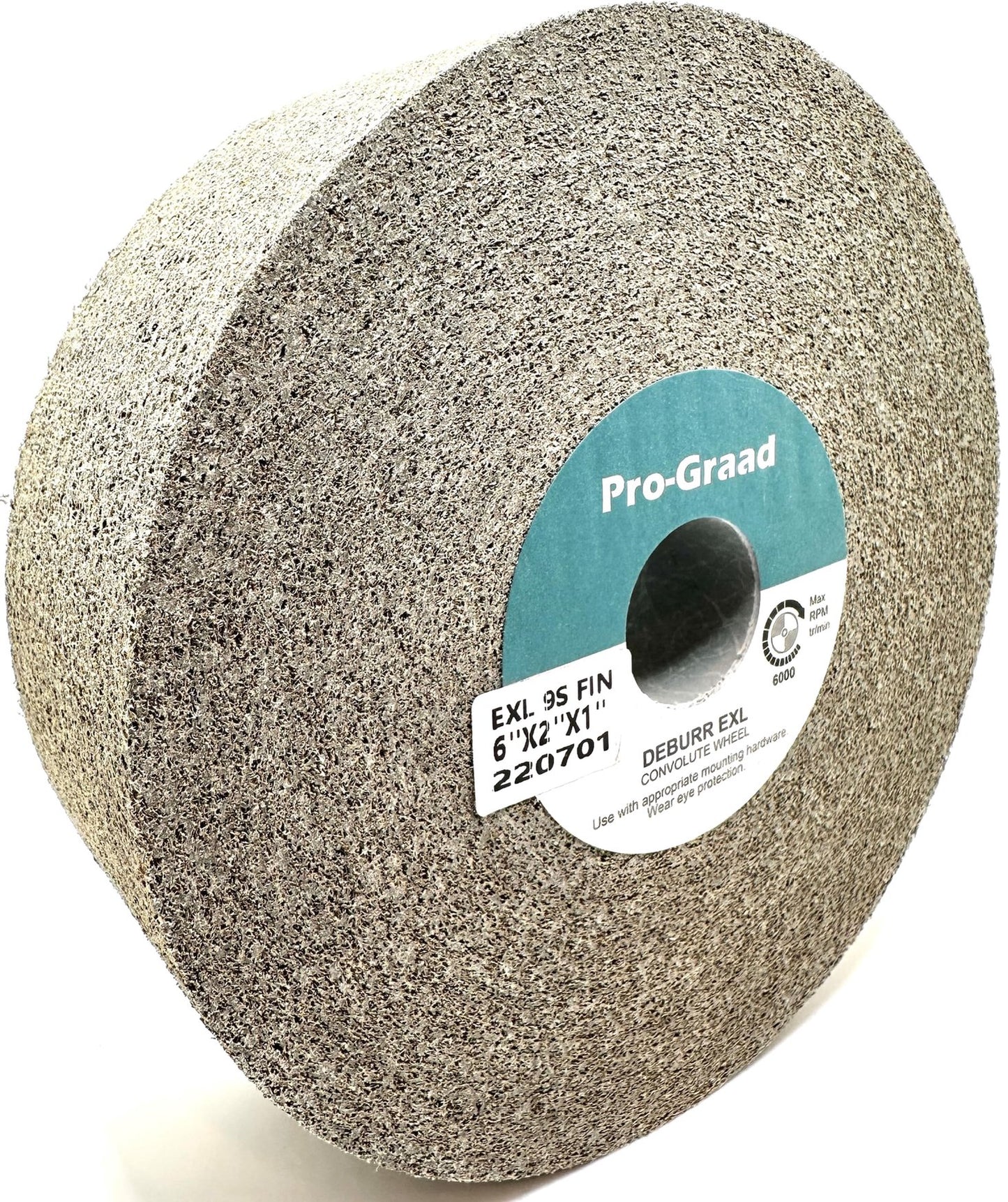 Pro-Graad EXL Deburring Wheel - 6" x 2" x 1" 9S Fine Grit - Silicon Carbide - Metal Deburring, Finishing and Polishing Wheel - Convolute - 05133 - (1 Pack)