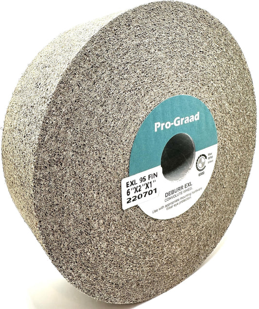 Pro-Graad EXL Deburring Wheel - 6" x 2" x 1" 9S Fine Grit - Silicon Carbide - Metal Deburring, Finishing and Polishing Wheel - Convolute - 05133 - (1 Pack)