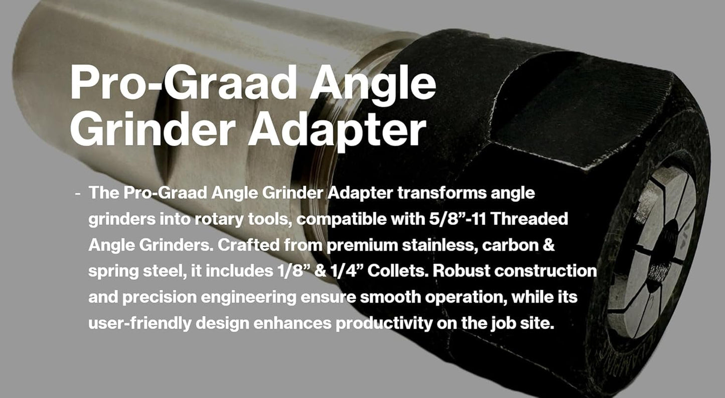 SuperGrindz 5/8”-11 Thread Angle Grinder Extension Shaft Set, Grinder Adapter with 1/4” & 1/8” Collets, Rotary Tool Conversion for Metalworking Woodworking, Fits 5/8-11 Threaded Angle Grinders