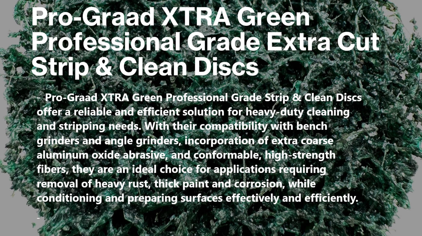 Pro-Graad 2 Pack 6” x 1/2” x 1/2" Clean & Strip XT Pro Extra Cut Disc, Extra Coarse Aluminum Oxide, Remove Heavy Rust Paint Coating Corrosion, Green, 21664