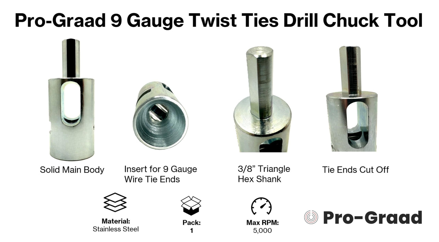 Pro-Graad Fence Twist Ties Tool for 9 Gauge, Drill Chuck,High-tensile Wire Easy Fencing Twisting Tool, Twisted Fence Tool for Fixing Chain Link Fence and Loop Fences, Wire Ties Tool