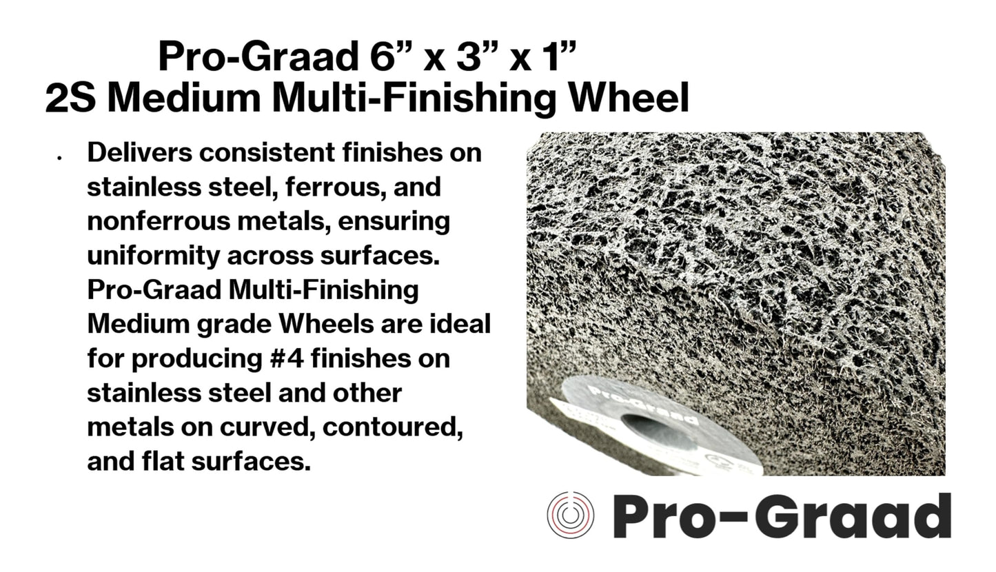 Pro-Graad Multi-Finishing Wheel – 6” x 3” x 1” 2S Medium Grit Silicon Carbide - Stainless Steel Finishing Convolute Wheel 13180 – for #4 Finish - 1 Pack