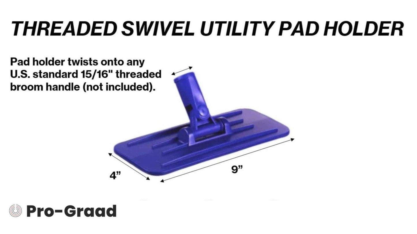 Pro-Graad Utility Pad Holder, Threaded Swivel Universal Cleaning Holder for 4.5" x 10" Utility Scrubber Pads, Compatible With Doodlebug