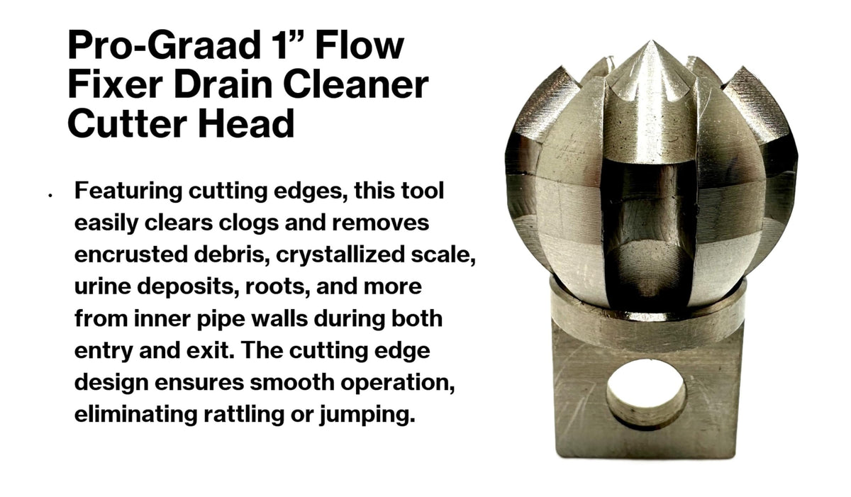Pro-Graad Flow Fixer Drain Cleaner Plumbing Snake Cutter Head