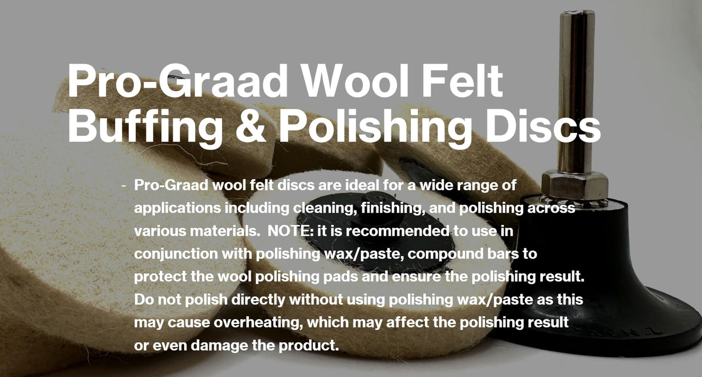 Pro-Graad 2" Felt Roll Lock Quick Change Wool Sanding Discs - 10 Pack, R-Type Buffing Pads for Polishing & Surface Conditioning, Premium Compressed Wool, Use with Die Grinders & Rotary Tools