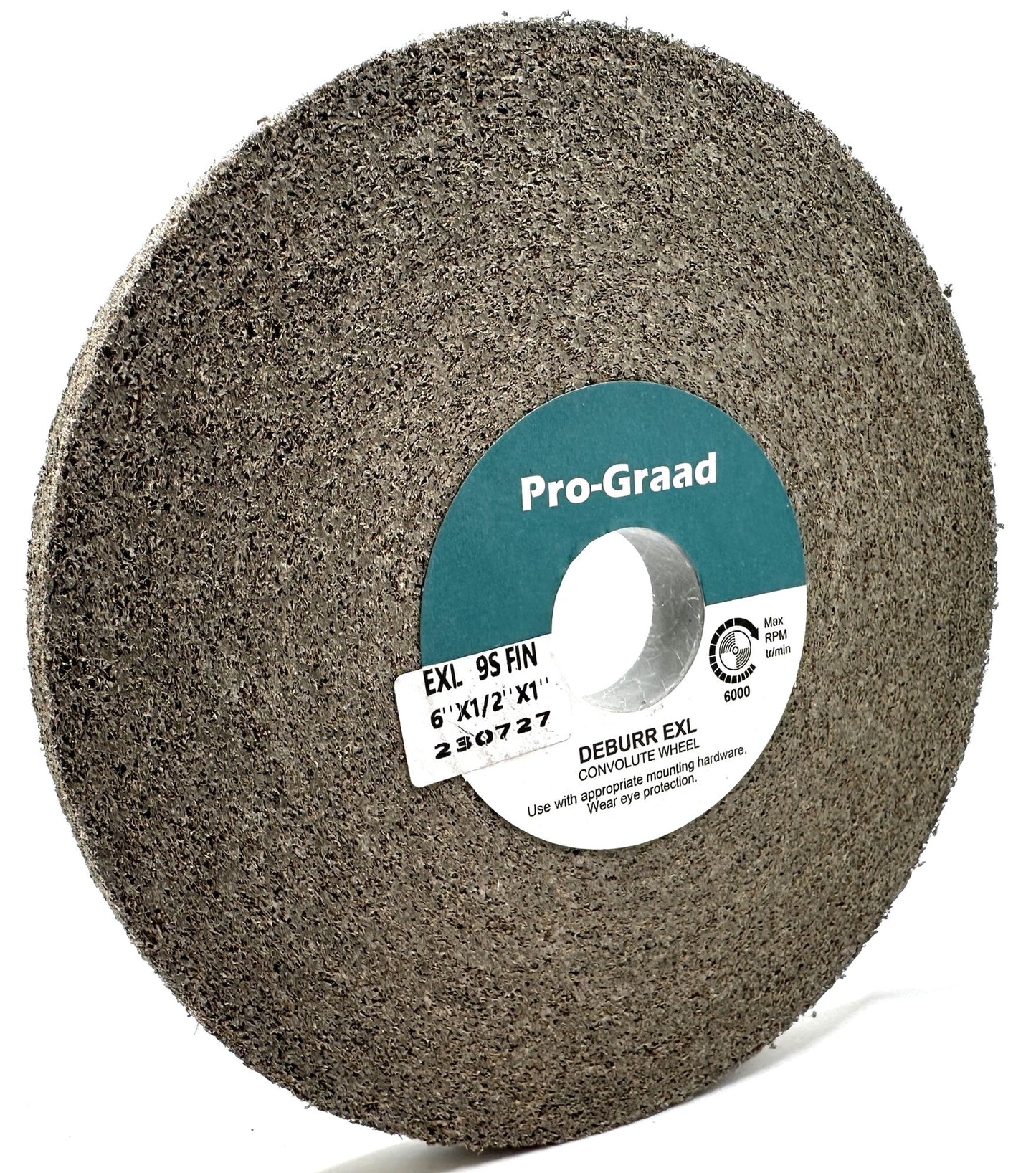 Pro-Graad EXL Deburring Wheel - 6" x 1/2" x 1" 9S Fine Grit - Silicon Carbide - Metal Deburring, Finishing and Polishing Wheel - Convolute - 05790 - (1 Pack)