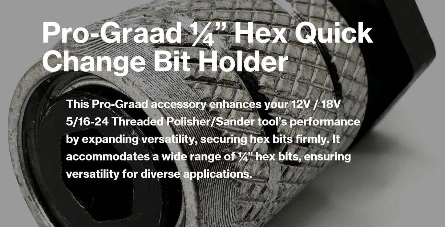 Pro-Graad 1/4” Hex Shank Converter, Quick Change Bit Holder Adapter for 5/16-24 Internal Threaded Polisher Sander Buffer Tools, Upgrade Accessory for SPTA, WORKPRO & Similar 5/16-24 Threaded Tools