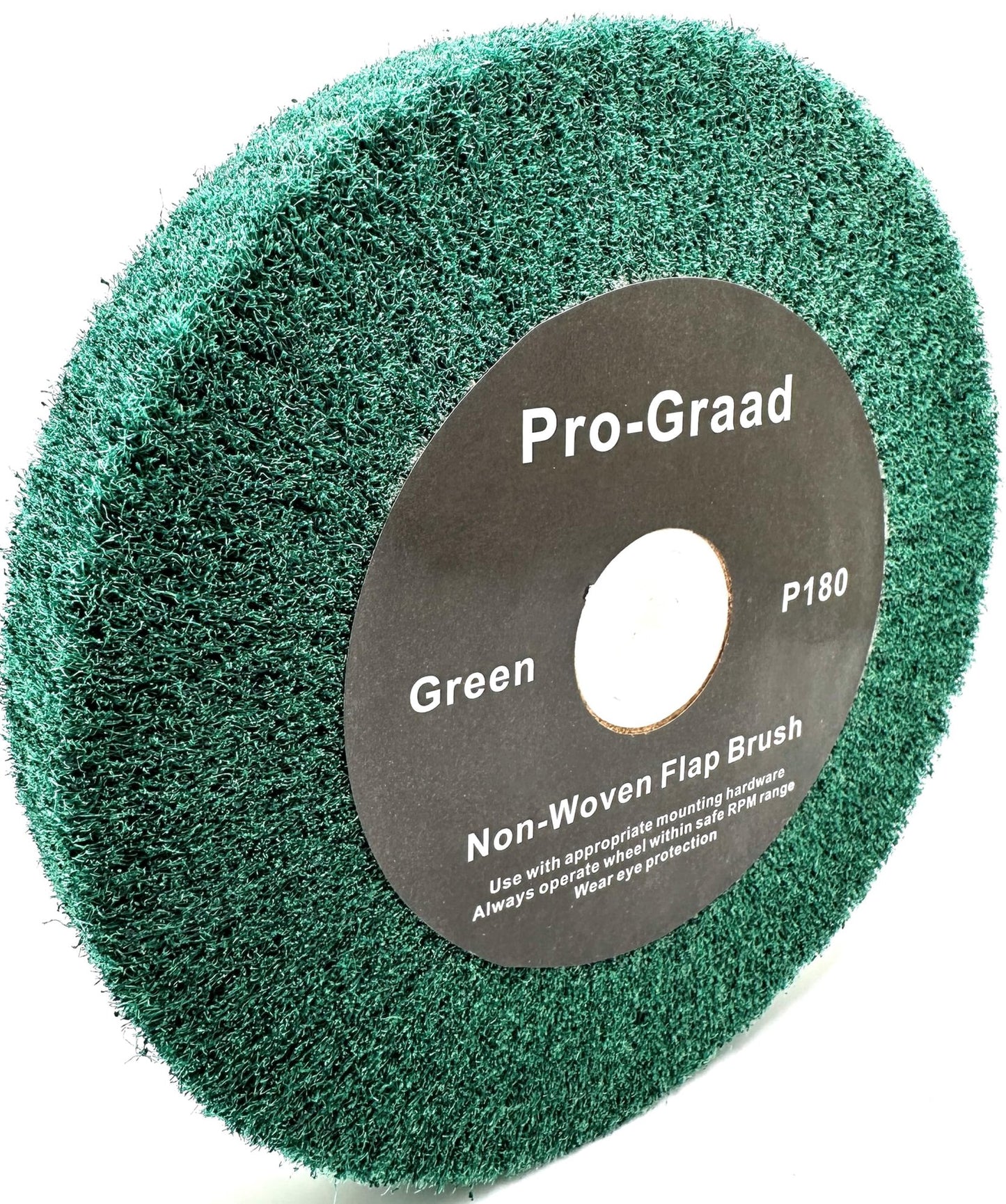 Pro-Graad 6” x 1” Green 180 Grit Non-Woven Bench Grinder Polishing Burnishing Satin Finishing Flap Brush Wheel for Aluminum Copper Metal Golf Club Refurbishing, Compatible for 1/2”, 5/8”, 3/4" Arbor