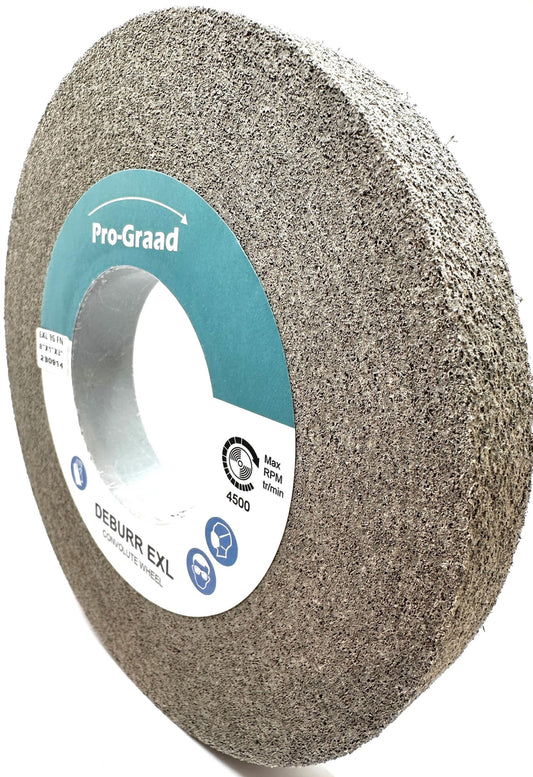 Pro-Graad EXL Deburring Wheel - 8" x 1" x 3" 9S Fine Grit - Silicon Carbide - Metal Deburring, Finishing and Polishing Wheel - Convolute - 05135 - (1 Pack)
