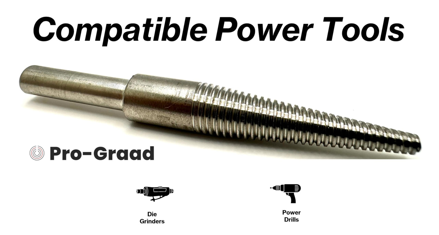 Pro-Graad WTR-2 Tapered Spindle Mandrel Threaded Mandrel Screw Thread - 1/4" Shank Cone Point, Taper & Goblet Buff Mandrels, 1 Pack