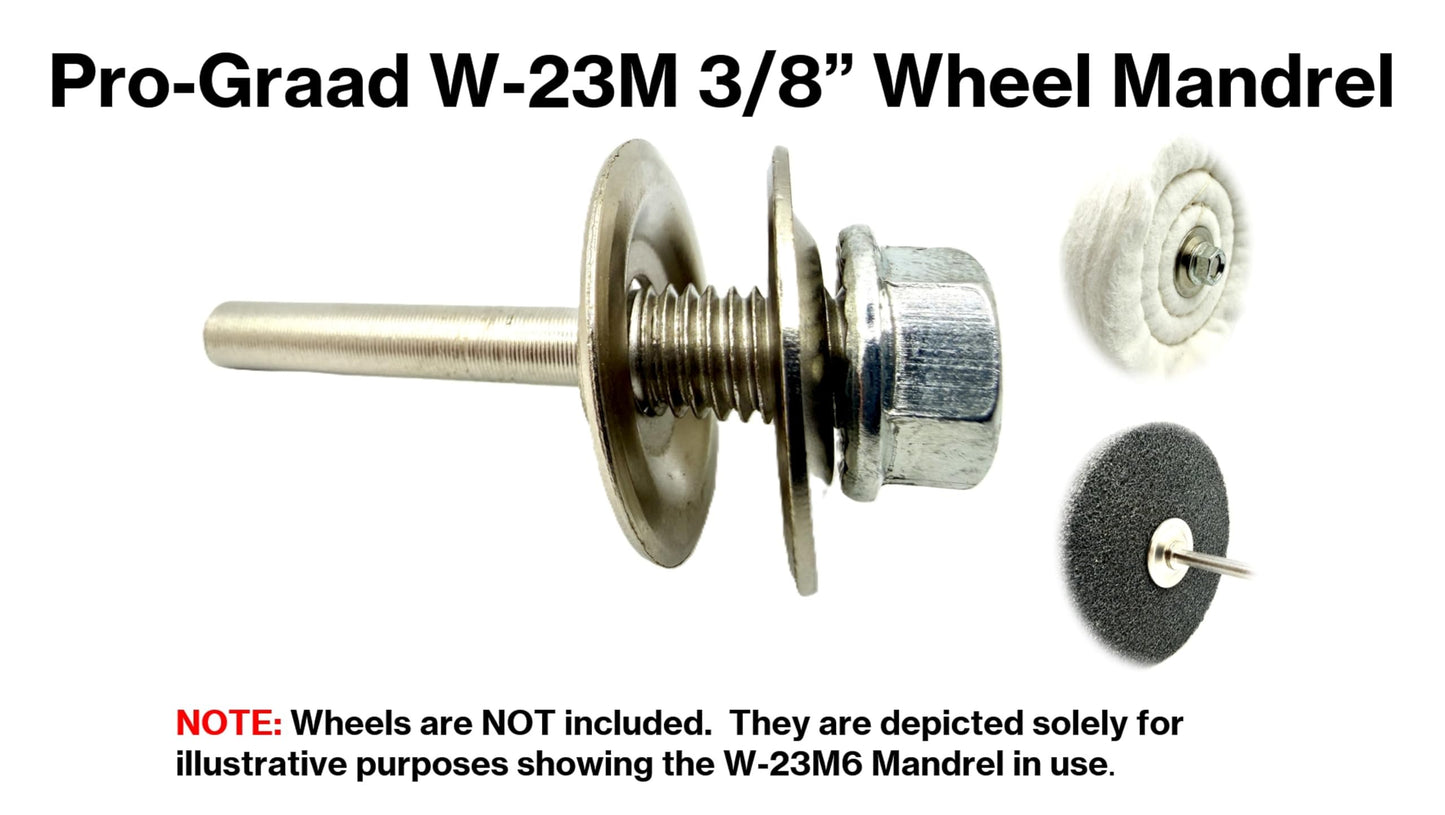 Pro-Graad W-23M6 3/8 Arbor Mounting Mandrel, Drill Arbor Adapter Wheel Mandrel, for Buffing, Polishing, Grinding & Unitized Wheels, Fits 3/8" Hole - Width up to .38", Features 6mm 0.23” Shank (1-Pack)