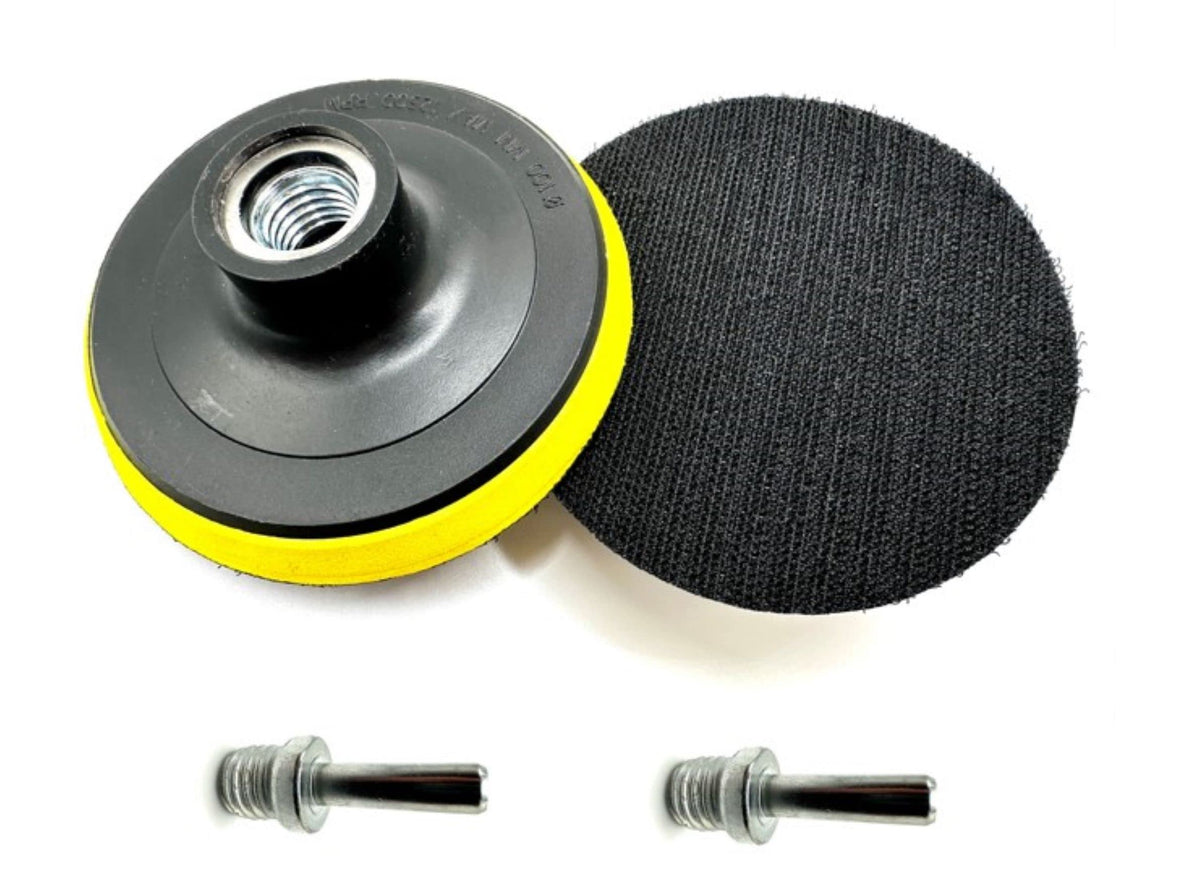 Pro-Graad 2 Pack 4" Hook and Loop Backing Pads Foam Backer Pad with 5/8”-11 – 4 inch Backup Pads for use with Angle Grinder or Drill Sanding Polishing Discs – Includes 2pcs 0.30” (8mm) Shank Adapters