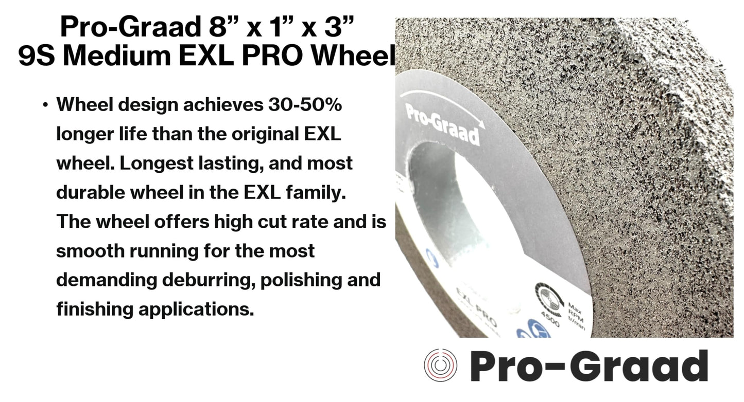 Pro-Graad 8” x 1” x 3” 9S Medium EXL PRO Convolute Deburring Polishing Wheel -  Silicon Carbide - Professional Grade - Metal Deburring, Finishing and Polishing Wheel –  1 Pack