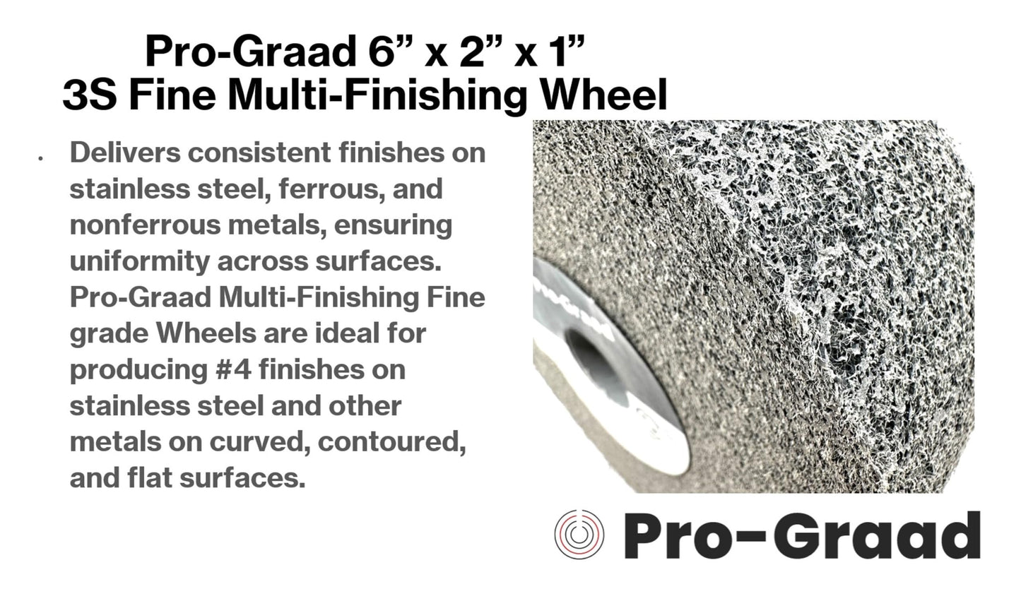Pro-Graad Multi-Finishing Wheel – 6” x 2” x 1” 3S Fine Grit Silicon Carbide - Stainless Steel Finishing Convolute Wheel – for #4 Finish - 1 Pack