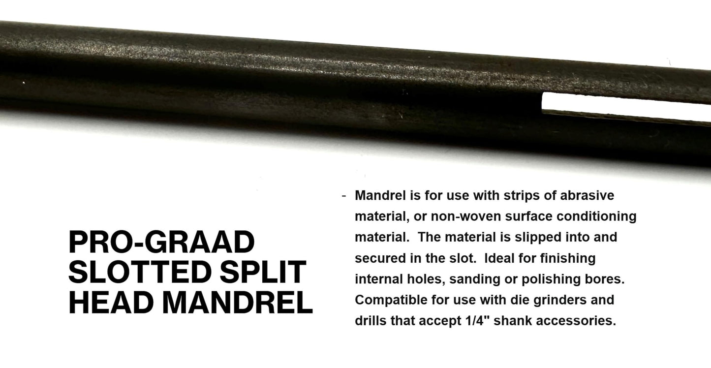 Pro-Graad SM-468 Slotted Mandrel 1/4” Shank & Body 3 Piece Set 4” – 6” – 8” Split Head Slot Mandrels, Core Sanding Internal Holes, 1/4” Shank Diameter x 4, 6, 8 inch Overall Lengths, Set of 3