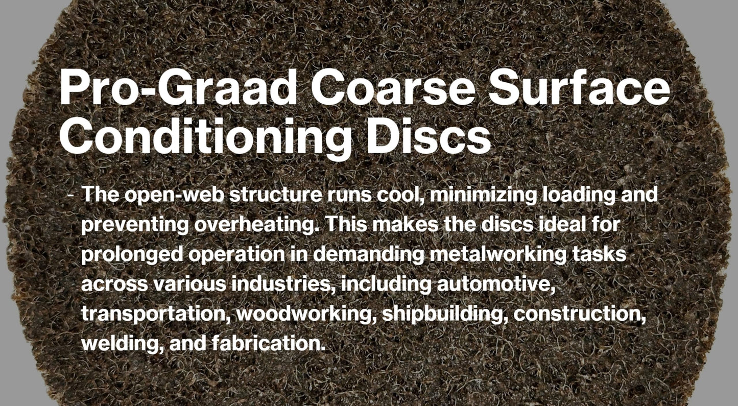 Pro-Graad 4-1/2" ACRS Hook & Loop Surface Conditioning Discs, 10 Pack, Brown, Coarse Grit, Aluminum Oxide, for Metal Surface Prep Sanding Polishing Deburring Cleaning - Easy Attachment, 14101